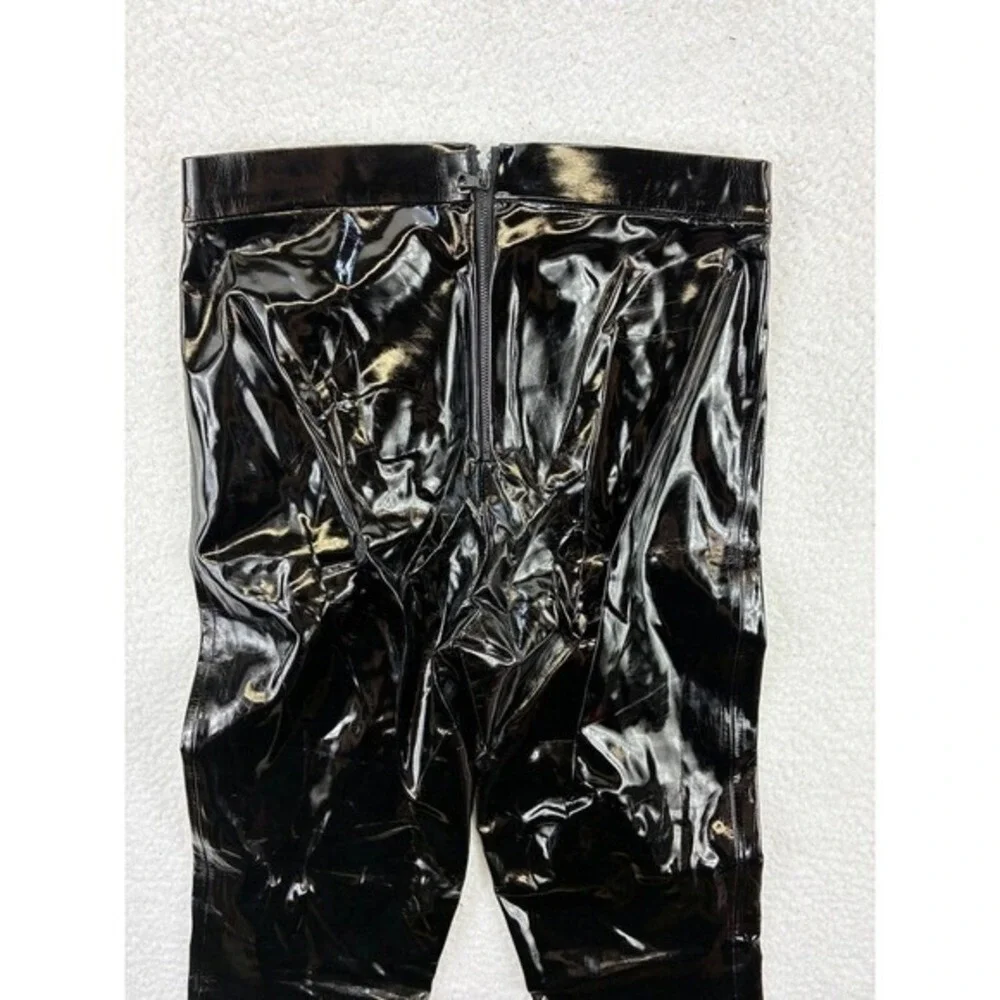 Alice + Olivia Maddox Faux Leather Leggings Womens 6 Black Patent Vinyl Casual